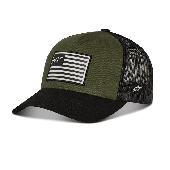 Шапка Trucker Alpinestars, зелена/черна, 60% памук, 40% полиестер, регулируема