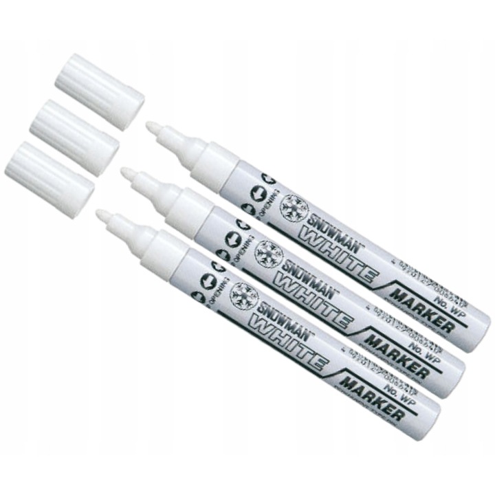 Комплект от 3 перманентни маркера SNOWMAN, бял, дебелина 1.5-3мм, метален