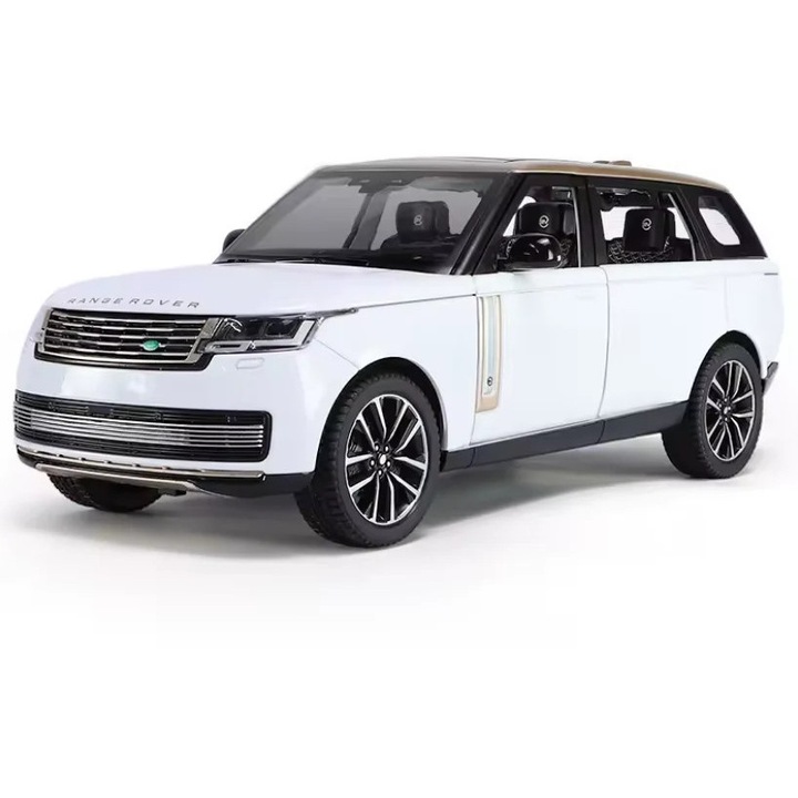 Automacheta Land Rover Range Rover Sport din Metal, 1:32, Functie Pull-Back, Usi, Capota si Portbagaj Deschizatoare, Lumina si Sunet, 16.5 cm - Alb