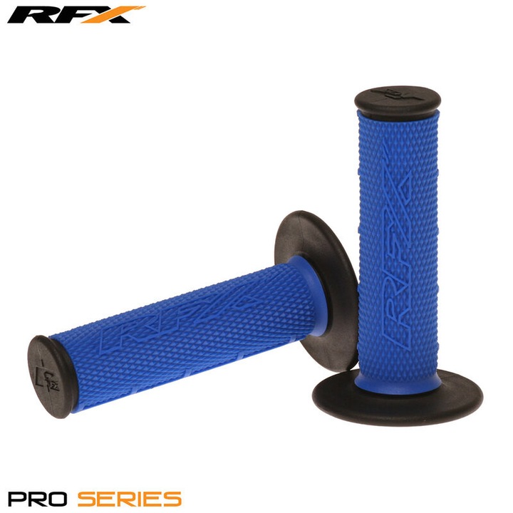 Комплект 2 ръкохватки за мотоциклет, RFX Pro Series, черни накрайници, син