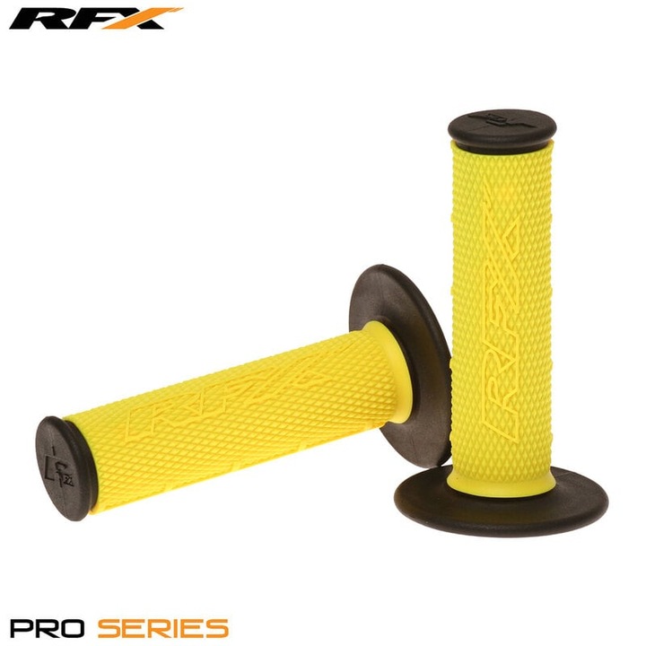 Комплект 2 ръкохватки за мотоциклет, RFX Pro Series, жълти с черни краища