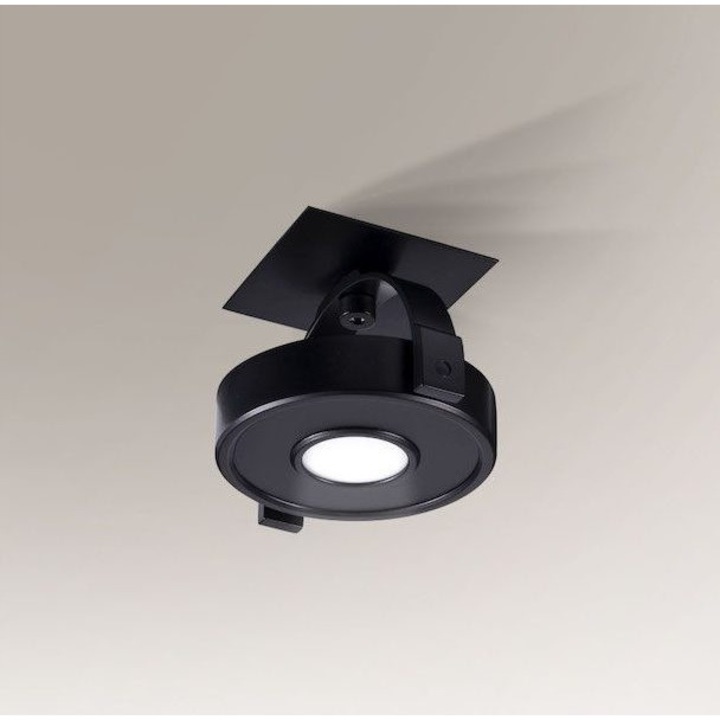 Spot LED tavan Shilo Sakura 10W 1200lm Alb cald, Negru, Reglabil, 17x15cm