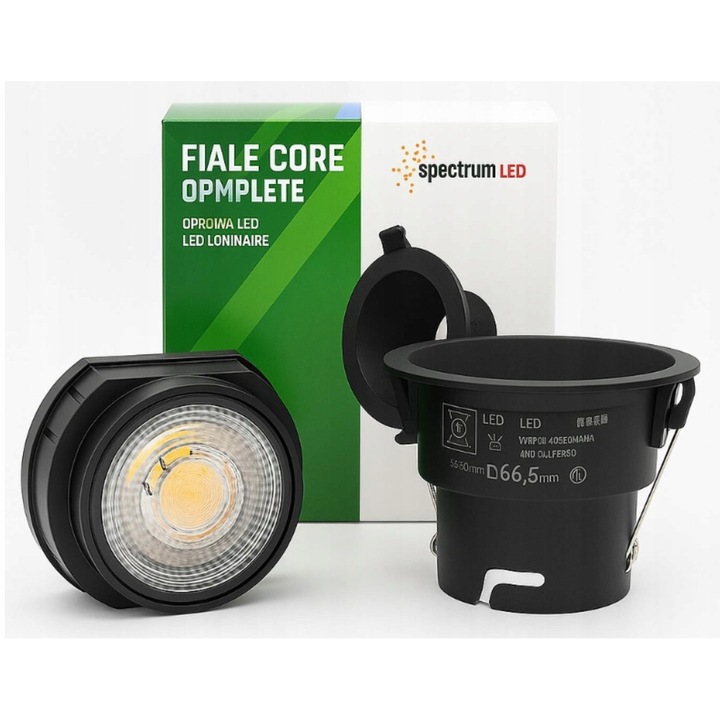 Süllyesztett LED Spotlámpa 7W, Spectrum, 600 lm, Fekete Szín, Méretek 90x85 mm