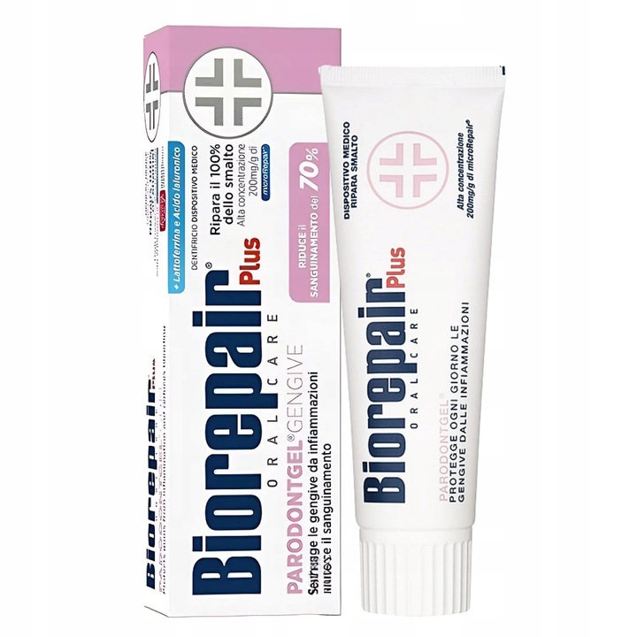 Biorepair Plus Gum Protection fogkrém, 75 ml, fluoridmentes, érzékeny ínyre, csökkenti a vérzést