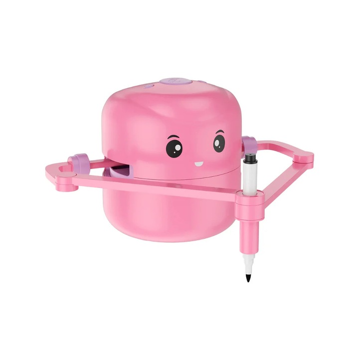 Interaktív rajzoló robot gyerekeknek, oktató játék, rózsaszín, 12,5x20,5x14cm, rajzlapokkal