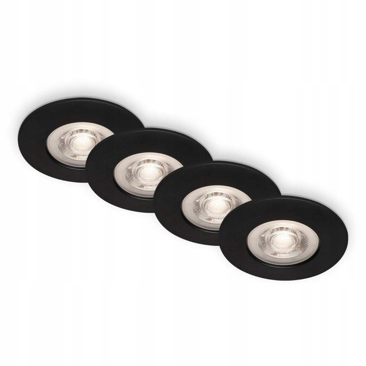 Set 4 Spoturi LED Rotunde Briloner, Negru Mat, 19.6W, 3000K, Dimabile, Diametru 90mm