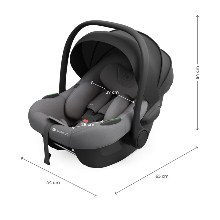 Scaun auto KinderKraft I-LITE, 0+, 40-87 cm, gri, 65x44x54 cm