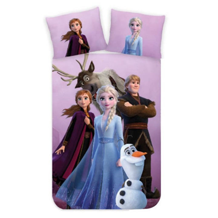 Lenjerie de pat pentru copii Disney Frozen Friendship, grădiniță 100x140 cm, 40x45 cm
