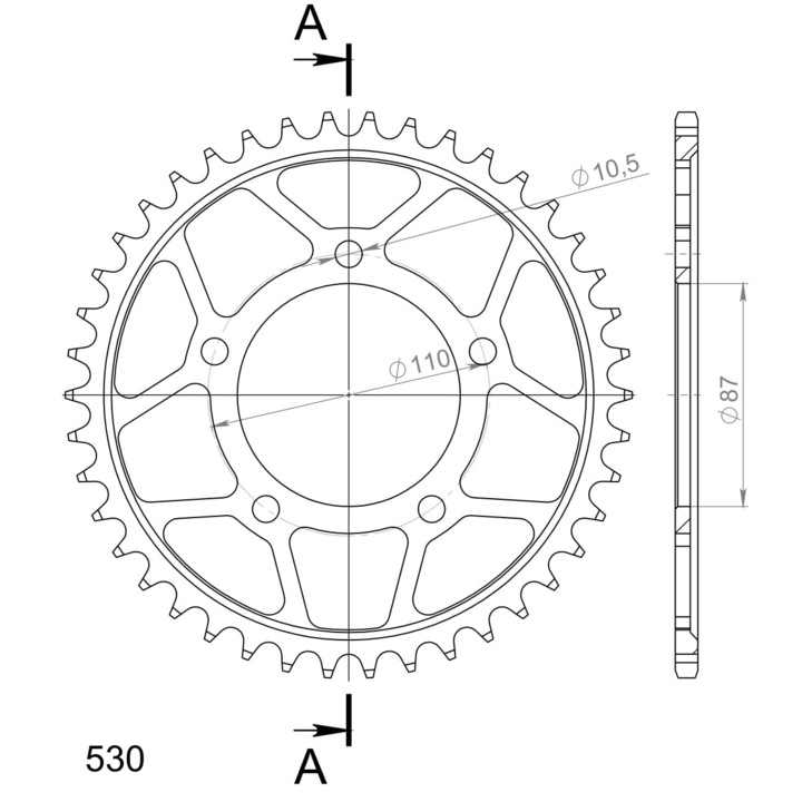 Retea de angrenaj SUPERSPROX, rozeta 42z, 530, negru