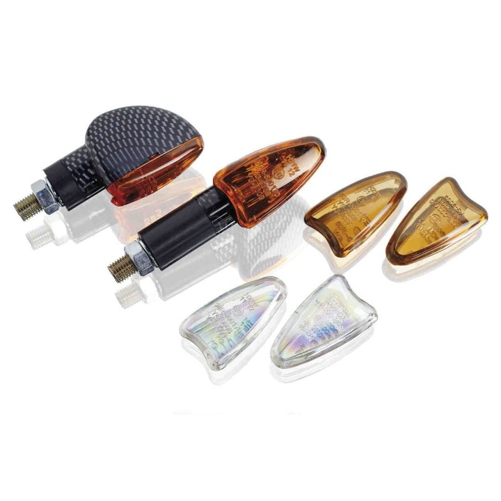 Kit Semnalizatoare Puig STAR 4176N, baza neagra, lentila chihlimbar, lentila fumurie, 90x35mm