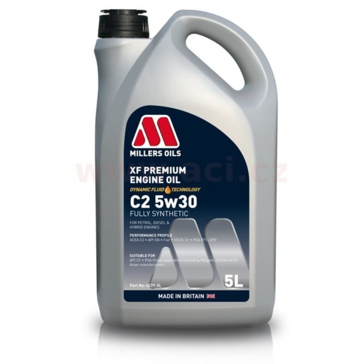 Ulei motor Millers Oils XF Premium C2 5w30, plin sintetic, 5 l, pentru motoare benzina si diesel