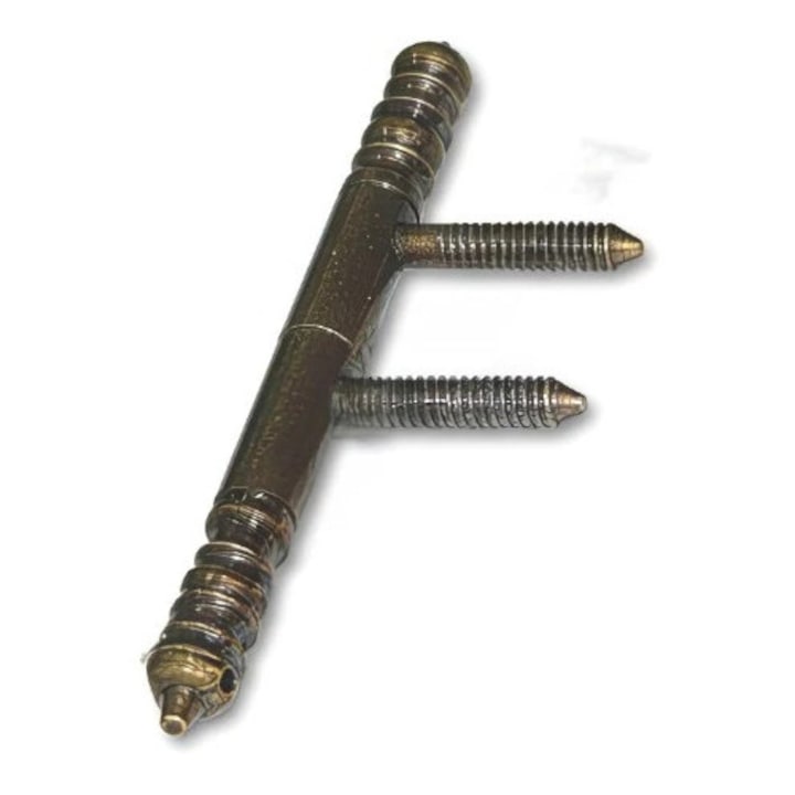 Díszes hengerpánt bútorajtókhoz, 112 mm, 10 mm vastag, masszív fémből, szegecselős rögzítés