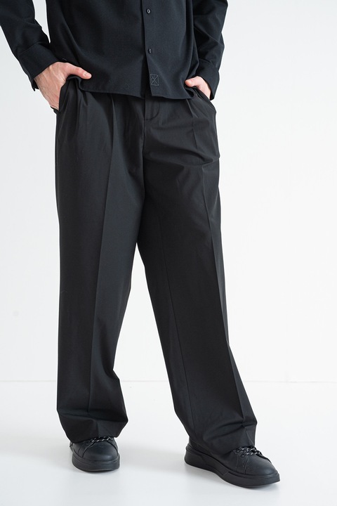 CALVIN KLEIN, Pantaloni uni cu croiala dreapta, Negru