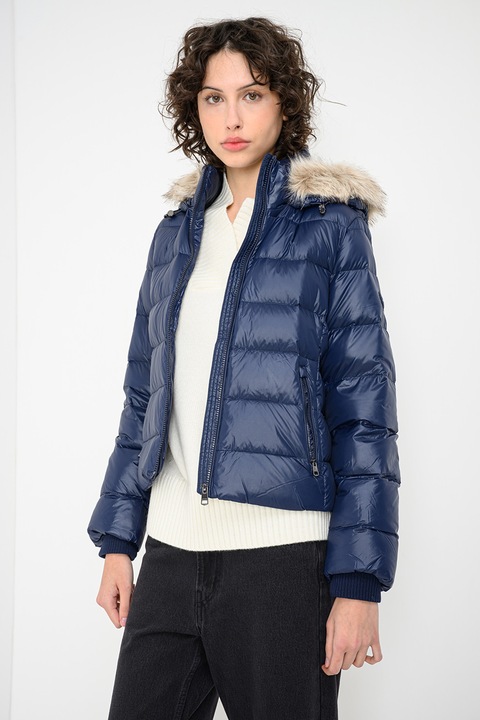 Tommy Hilfiger, Зимно слим яке с пухена вата, Тъмносин