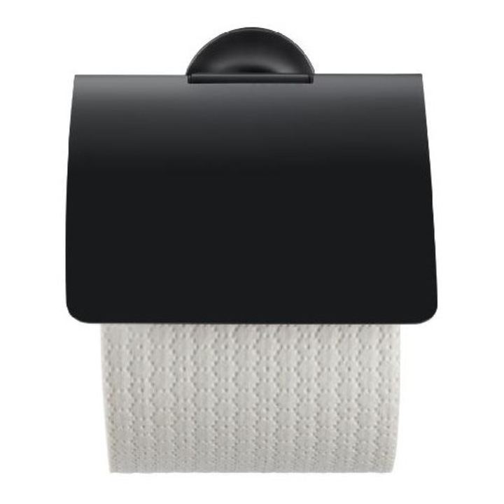 Suport toaleta cu capac, Duravit, negru mat, 125x83mm