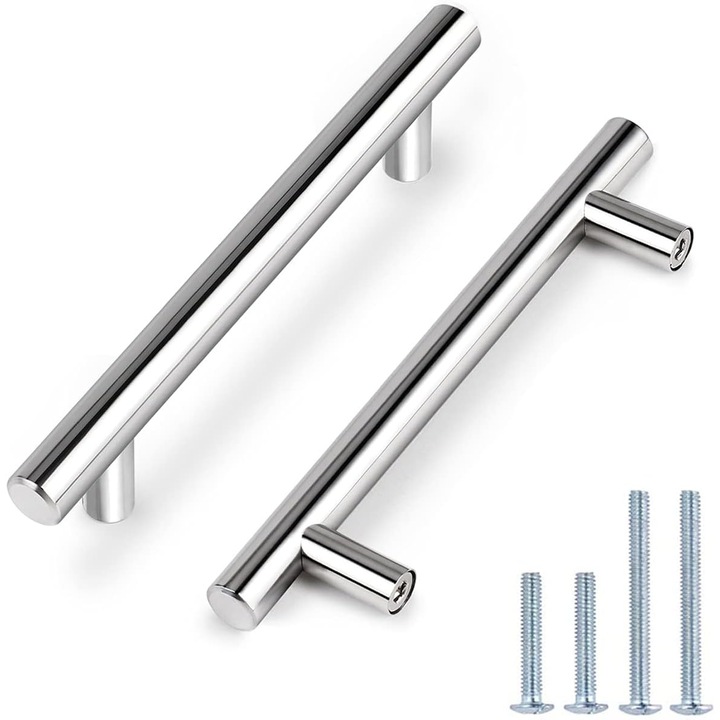 Set 10 manere mobilier, 120mm, argintiu