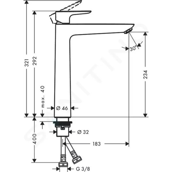 Baterie sanitara, Hansgrohe, ComfortZone 240, 183mm, szálcsiszolt fekete króm, DN15