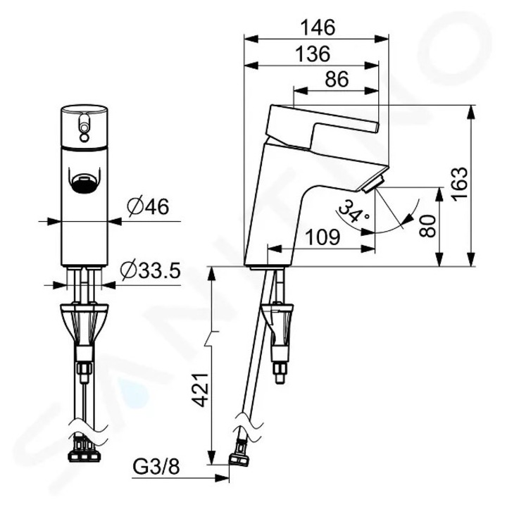 Hansa csaptelep, páratartalom, króm, 80mm, 163mm