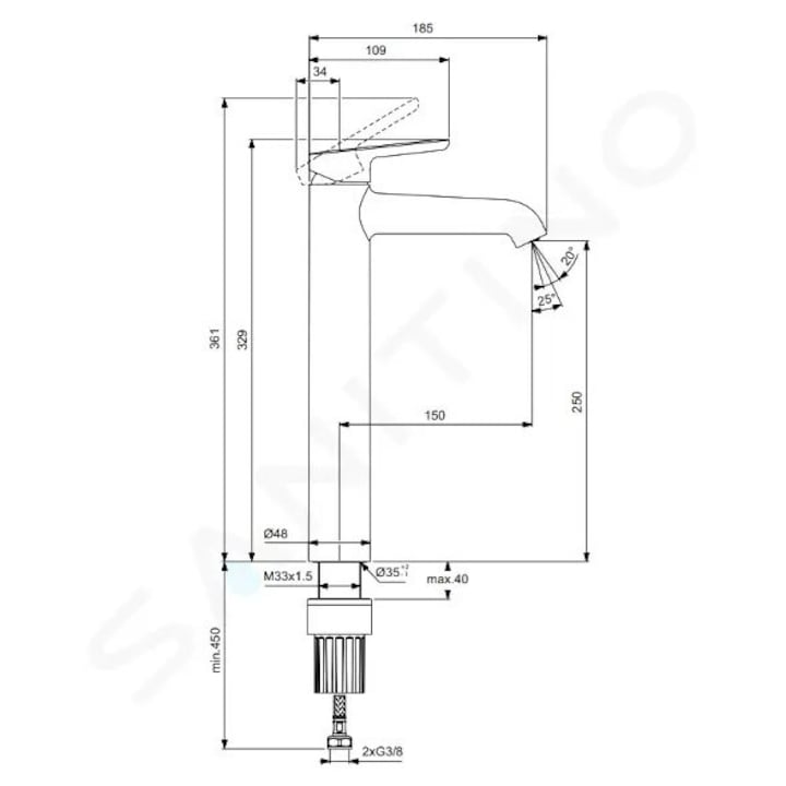 Villeroy & Boch AquaSmart nedves akkumulátor, króm, 150 mm, 329 mm