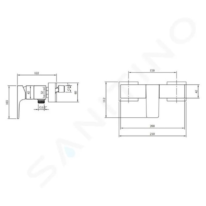 Villeroy & Boch fali csaptelep, króm, 150 mm, kerámiabetét