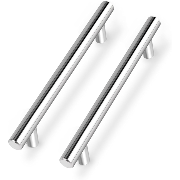 Maner mobila pentru dulapuri sertare CE, 102mm, set 20 buc, culoare argintie, din otel