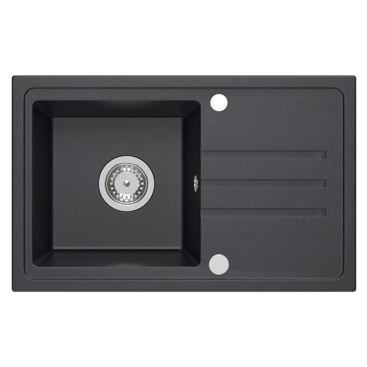 Chiuveta de bucatarie Quadron BEN 111, 1 cuva, granit, baterie Maggie, 70x44cm, Negru - elemente din otel
