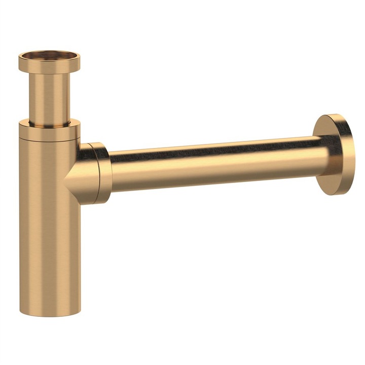 Сифон за мивка, Sapho, 5/4", 32мм, кръгъл, матирано злато