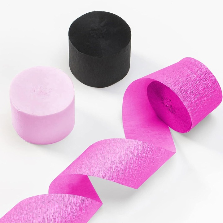 Krepp papír szett CE, rózsaszín és fekete, 6 darab