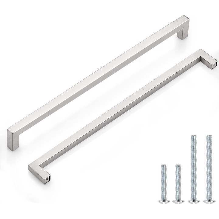 Set manere mobilier, CE, set 10 bucati, 332mm, argintiu