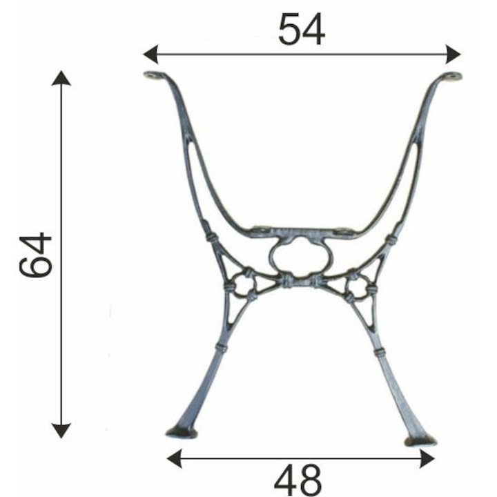 Крак за маса, 65x53x17.5см, сребрист