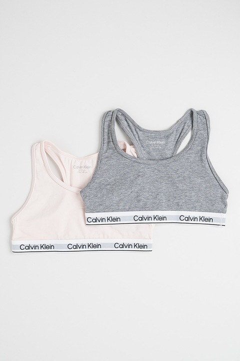 CALVIN KLEIN, Logós sportmelltartó szett - 2 db, Melange szürke/Halvány rózsaszín
