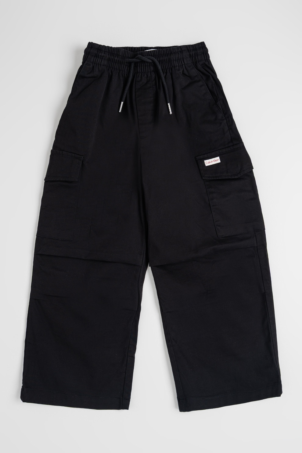 CALVIN KLEIN, Pantaloni cargo cu croiala dreapta, Negru, 164 CM