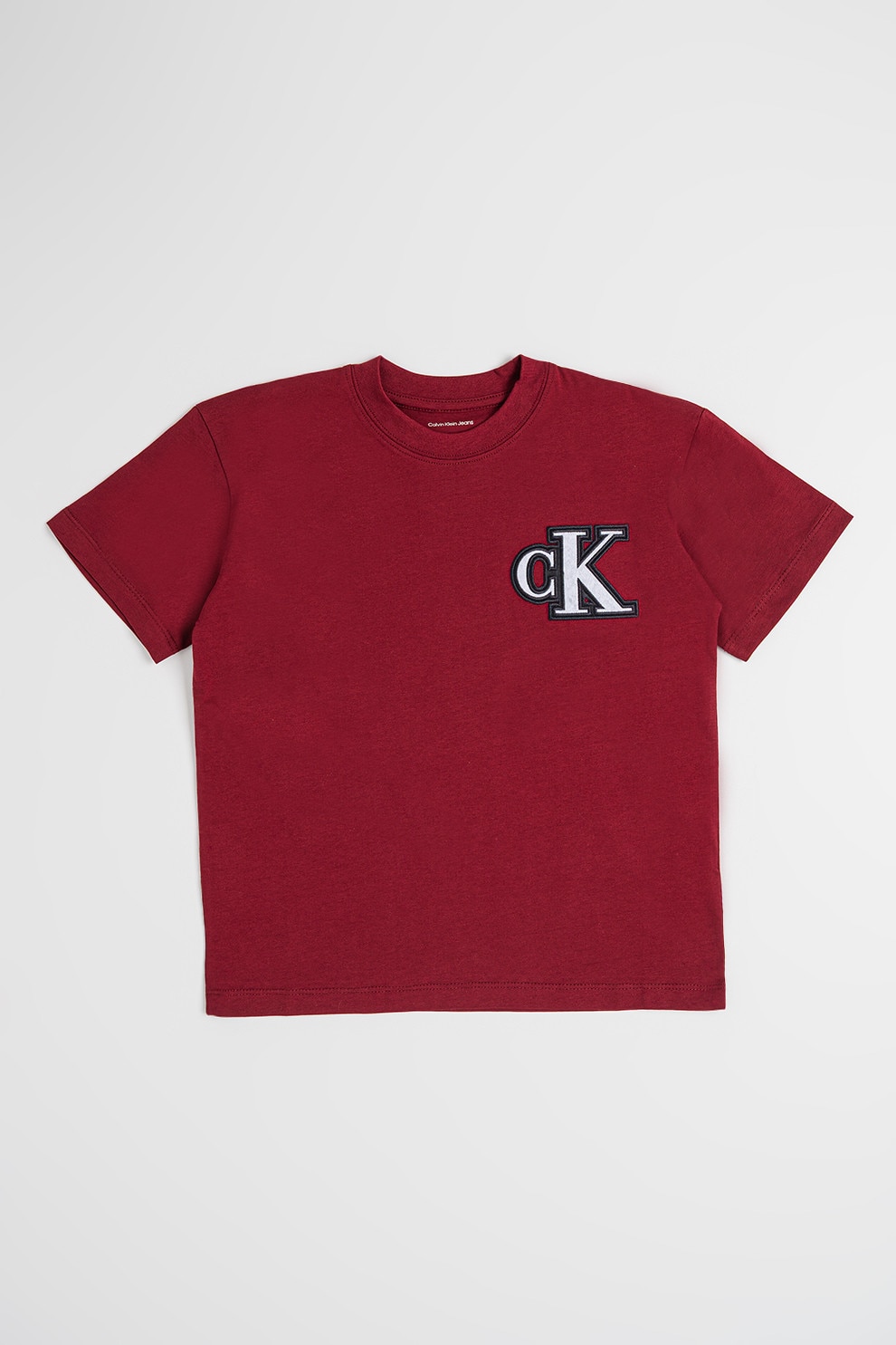 CALVIN KLEIN, Tricou din bumbac cu aplicatie logo, Visiniu, 170 CM