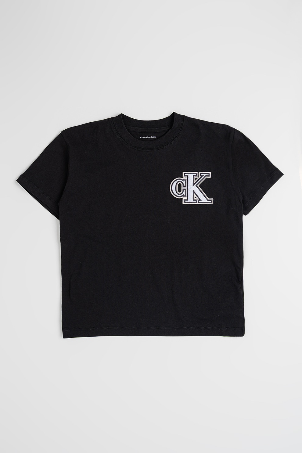 CALVIN KLEIN, Tricou din bumbac cu aplicatie logo, Negru, 140 CM