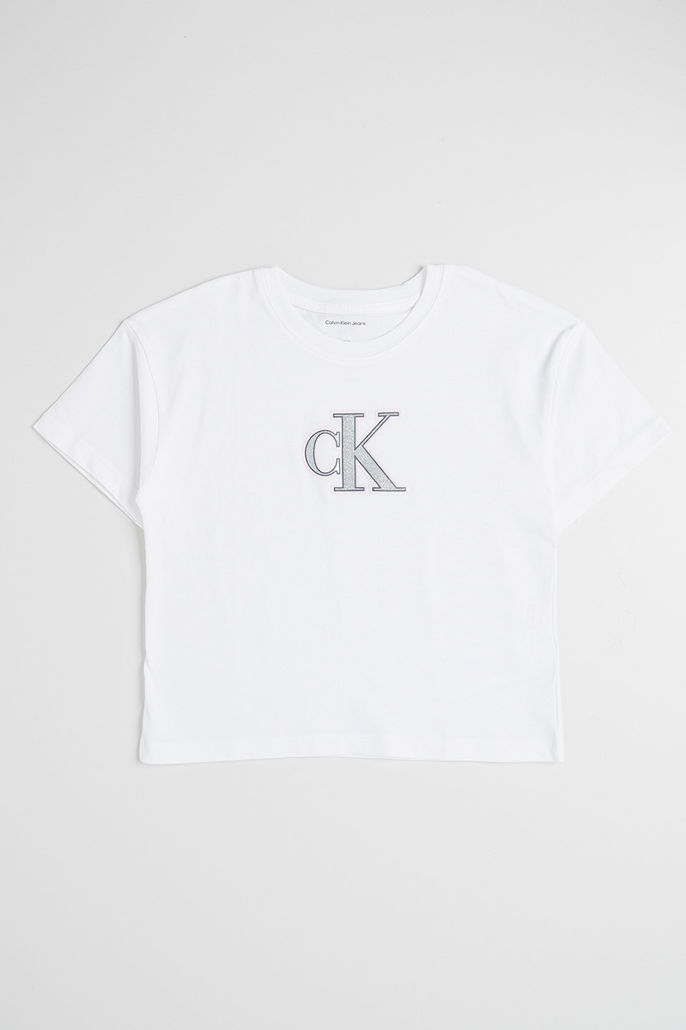 CALVIN KLEIN, Tricou cu decolteu la baza gatului si imprimeu logo, Alb, 152 CM