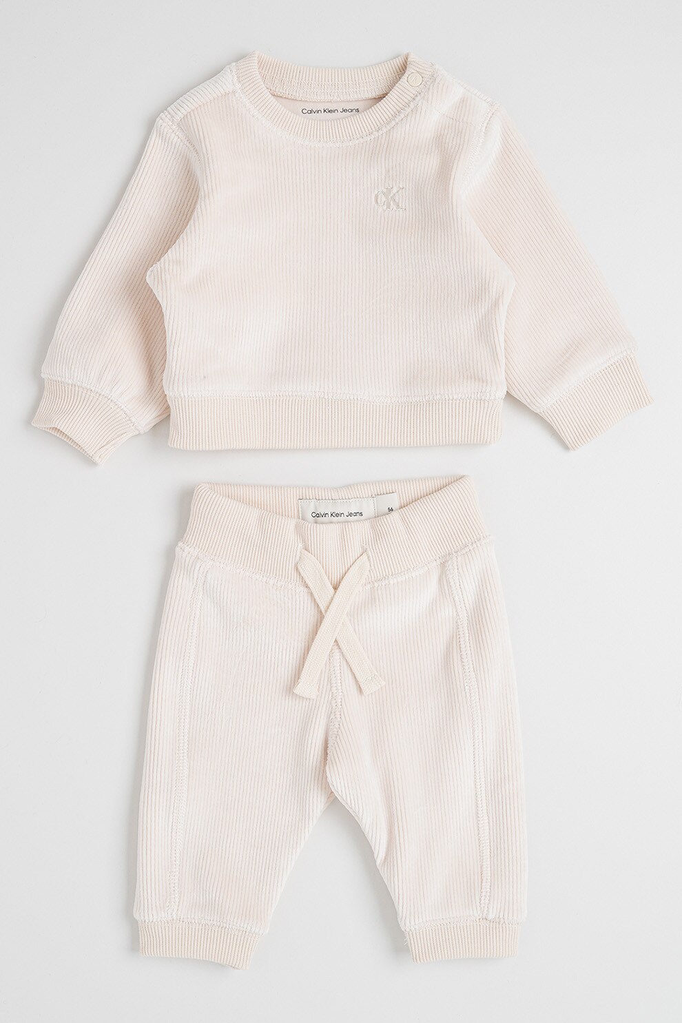 CALVIN KLEIN, Set de bluza si pantaloni de trening, Crem, 80 CM