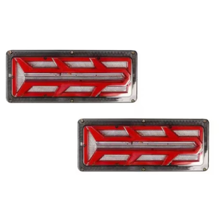 Set 2 Lampi Auto LED Spate lumixauto, Universale, pentru Remorca, Camion si Trailer, utilaje agricole, 12 - 24V, functie de Semnalizare dinamica, Lampi, STOP, 33x13cm, rosu - portocaliu - alb