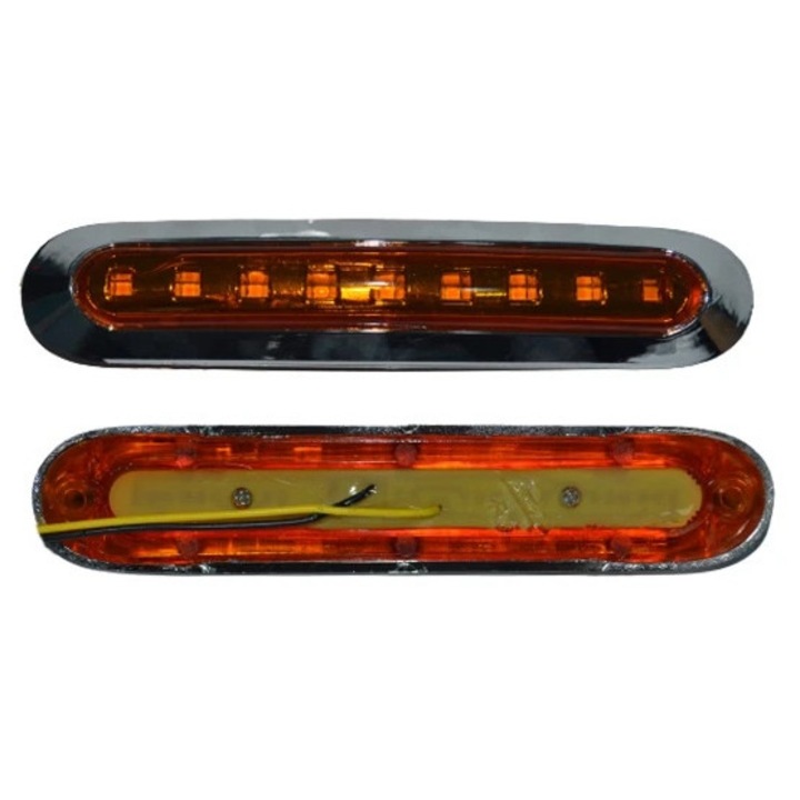 Lumină de gabarit cu LED, crom lux, cu 9 LED-uri, 24 V, portocalie, 2 bucăți