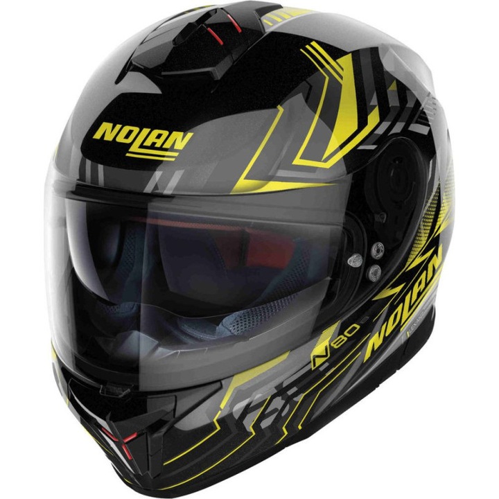Casca Moto Full-Face N80-8 Turbolence N-Com Glossy Black Yellow 24 XL (61/62)