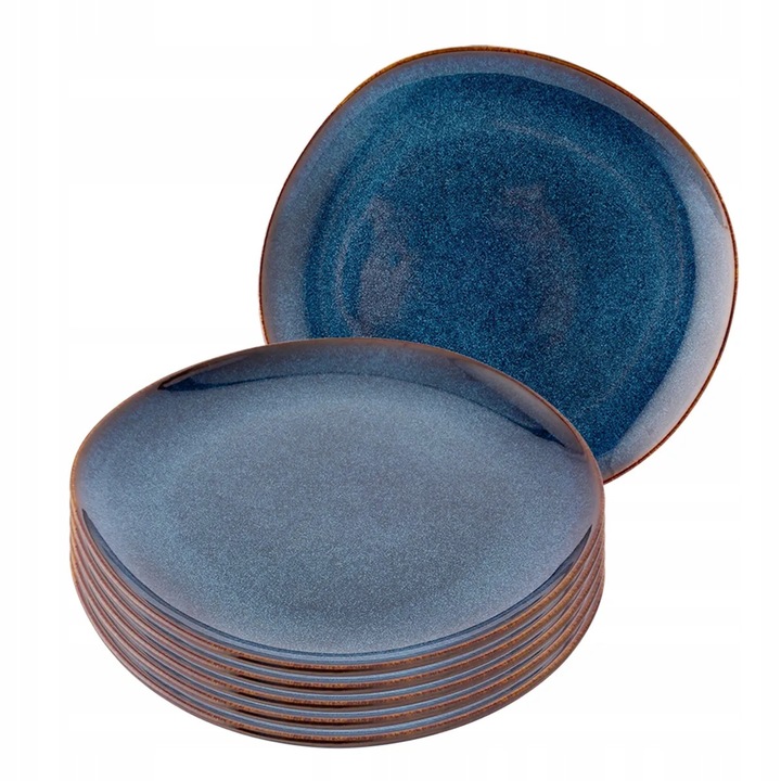 ALTOMDESIGN Reactive Navy Blue, gránát, 25.5 cm kerámia mélytányér szett, 6 db