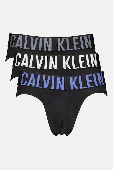 CALVIN KLEIN, Set de chiloti cu banda logo in talie -3 Perechi, Negru/Albastru