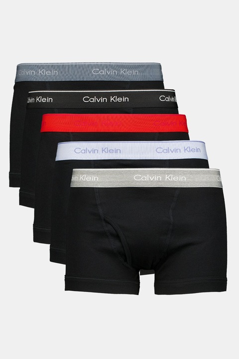 CALVIN KLEIN, Боксерки с еластична талия с лого, 5 чифта, Черен