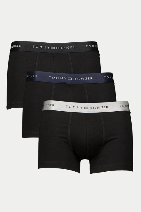 Tommy Hilfiger, Set de boxeri cu banda logo in talie - 3 perechi, Negru/Gri/Bleumarin
