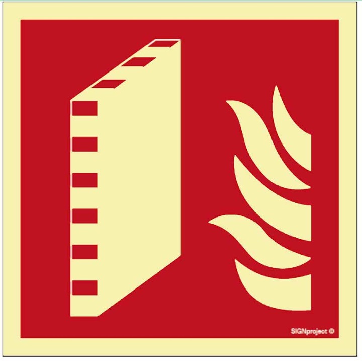 Противопожарна преградна стена, SIGNPROJECT, СОП, фотолуминесцентна, 200x200 мм, зелена