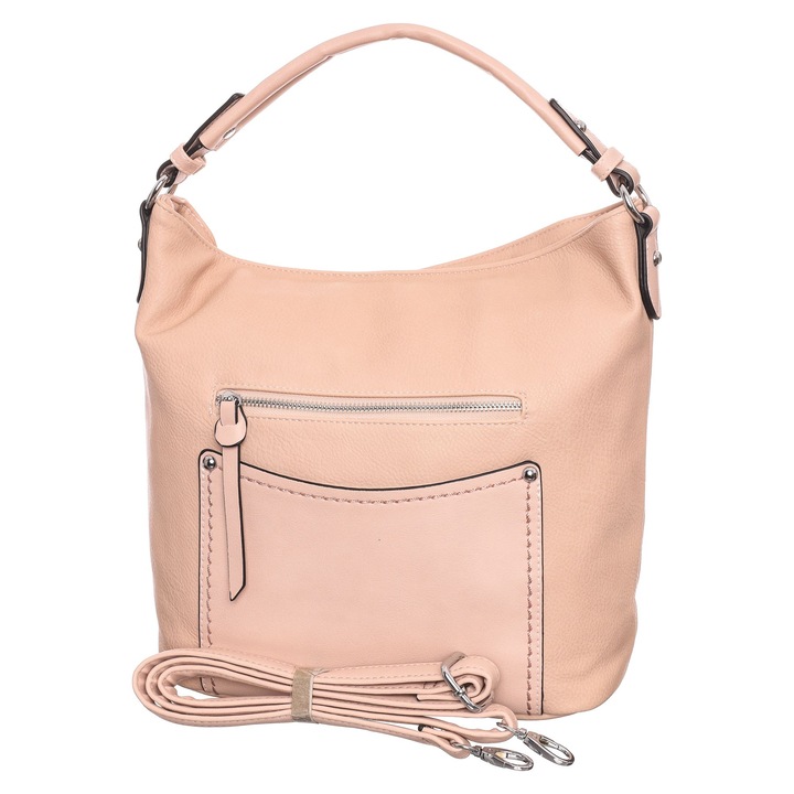 Geantă de damă, Dudlin, pudră, imitație de piele, 27-35 x 29 x 15 cm