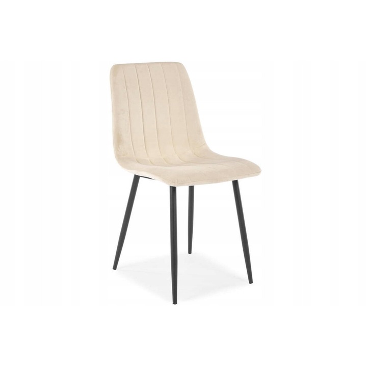 Scaun tapizat SOFIA, bej, cu picioare negre, 45x50x88cm, set 1 buc.