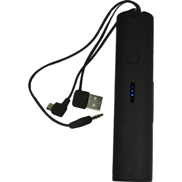 Powerbank cu difuzor POWERplus Elk 5200 mAh, cabluri integrate, suport telefon/tableta, negru/gri