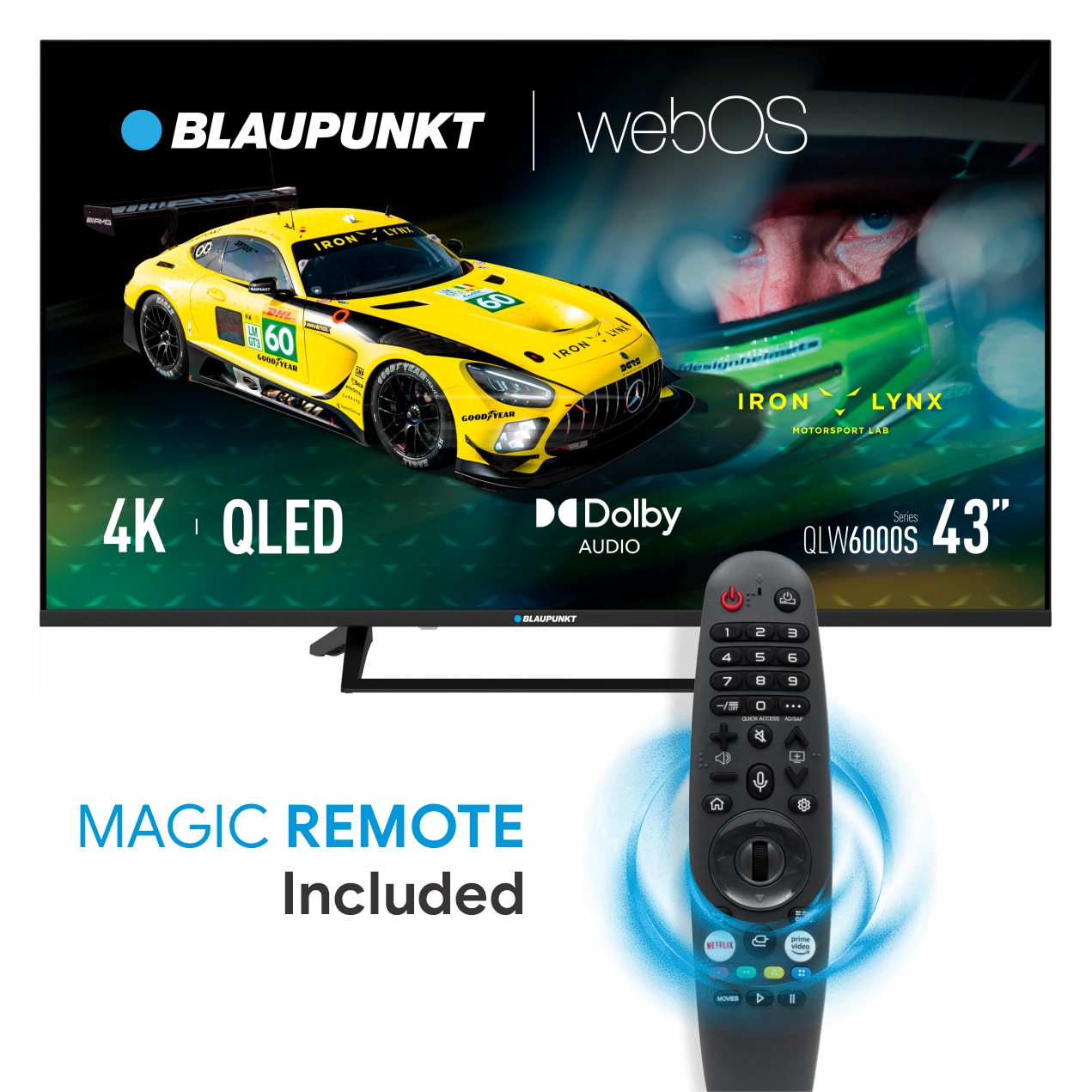 Televizor Blaupunkt QLED 43QLW6000S, 109 cm, Frameless, WebOS TV, 4K Ultra HD, Clasa F