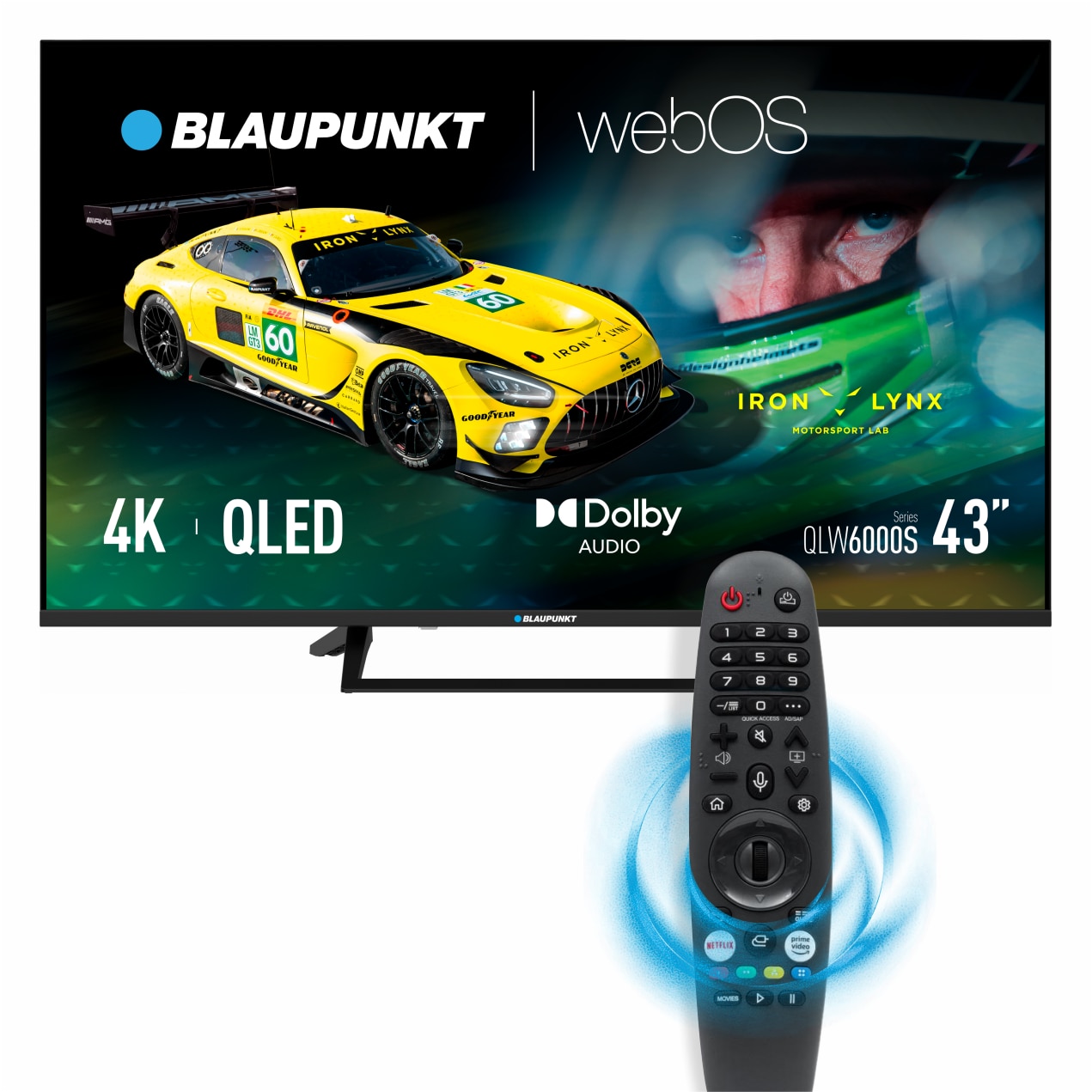 Televizor Blaupunkt QLED 43QLW6000S, 109 cm, Frameless, WebOS TV, 4K Ultra HD, Clasa F