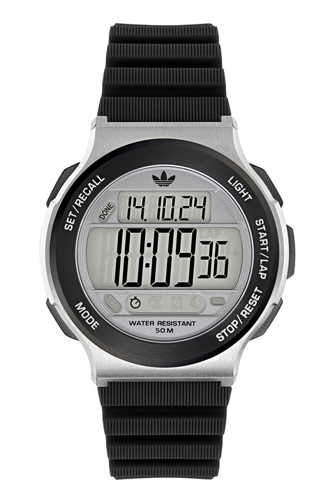adidas, Ceas digital unisex cu curea din silicon, Negru